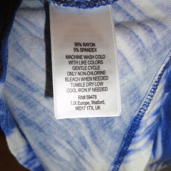 2X/3X Blue White T-Shirt Top Zipper Back - Picture 8 of 8